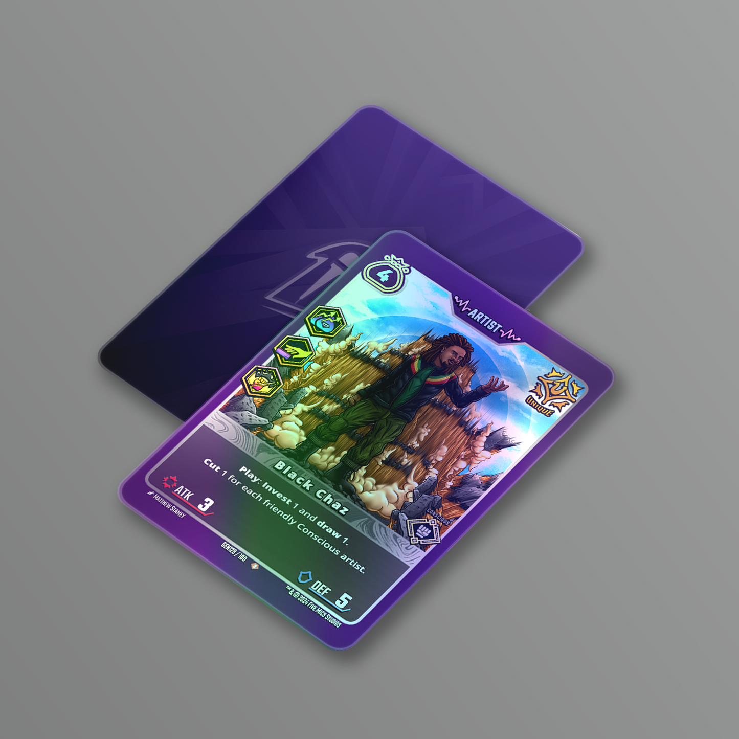 Five Mics: Genesis Holographic Cards (Black Chaz) - 2x