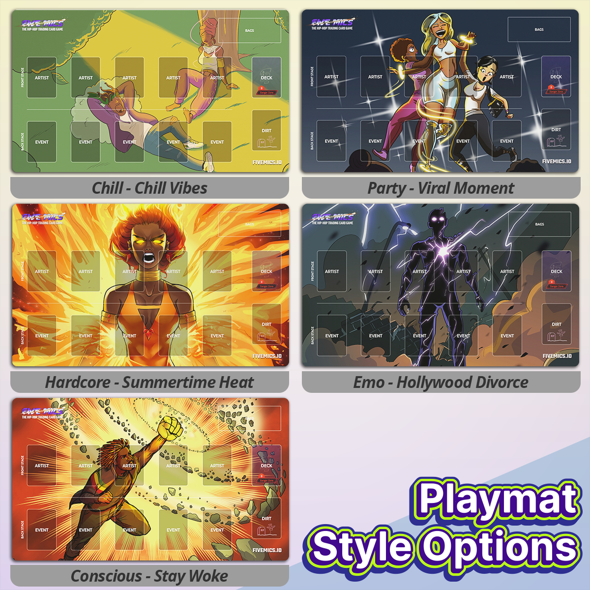 Five Mics Playmats - All Variants