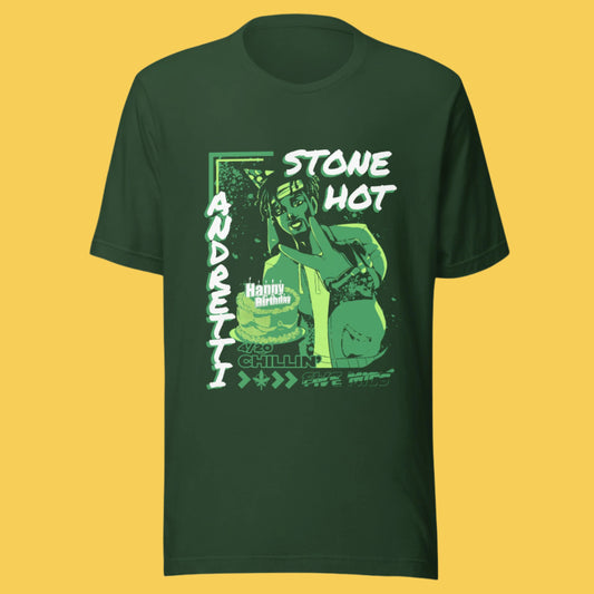 Stone Hot Andretti Birthday Shirt - Forest Green