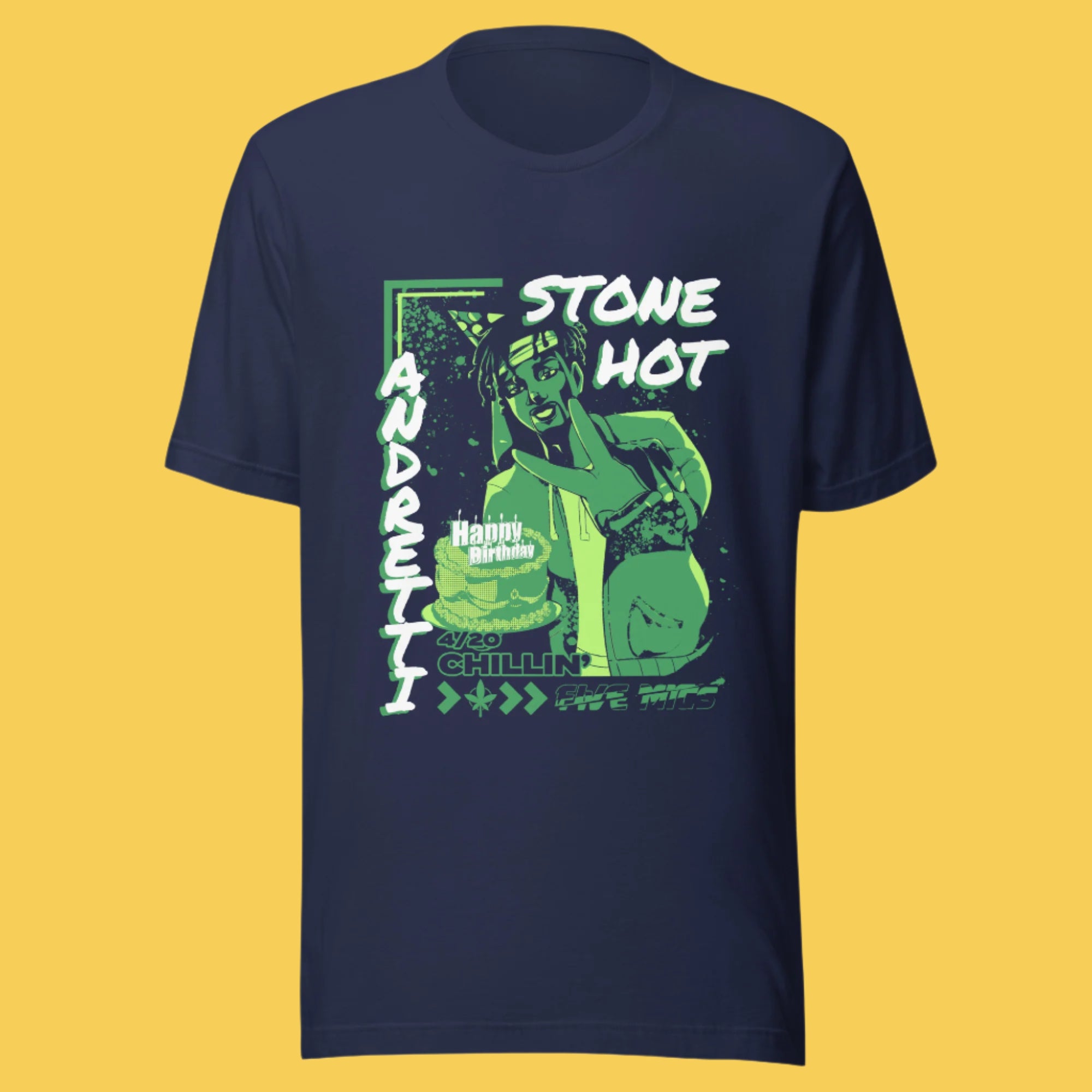 Stone Hot Andretti Birthday Shirt - Navy Blue